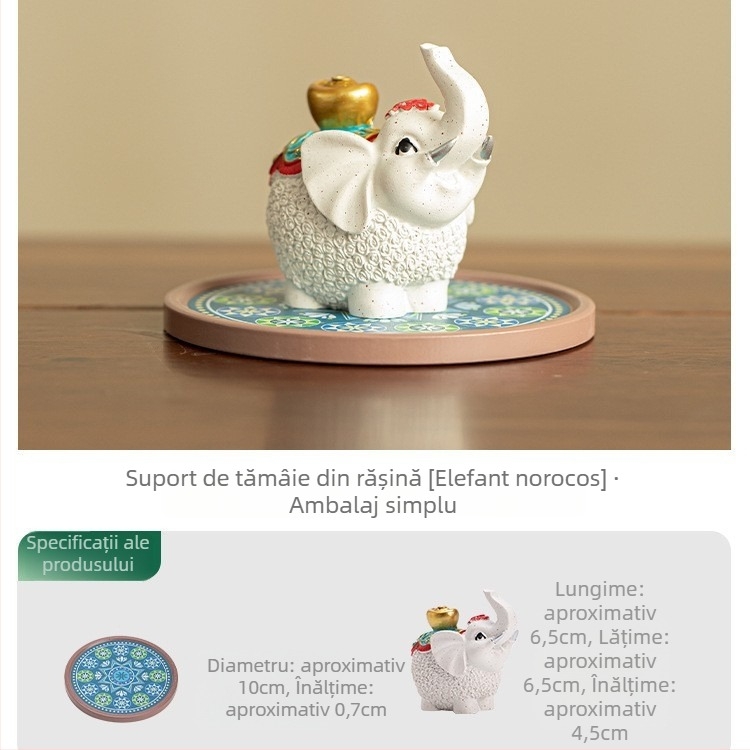 Suport pentru bețișoare de tămâie în formă de elefant - material rășină; origine Dehua, Quanzhou; marcă Jiyu Ceramics; stil modern minimalist.