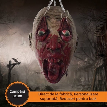 Prop de decor pentru scenă – păpușă cu cap de lanț din fier, stil teror, decorațiune de Halloween (Material: 21119583365)