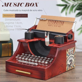 Cutie muzicală retro cu mașină de scris – plastic, stil clasic, decor pentru birou cu proiector, cod 19100959732