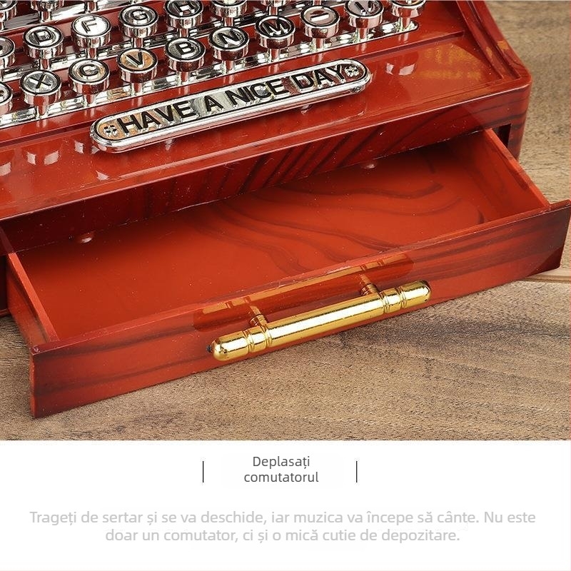 Cutie muzicală retro cu mașină de scris – plastic, stil clasic, decor pentru birou cu proiector, cod 19100959732
