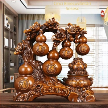 Ornament din dovleac cu broască de aur, Lei Xinda, rășină, stil chinezesc, gravură