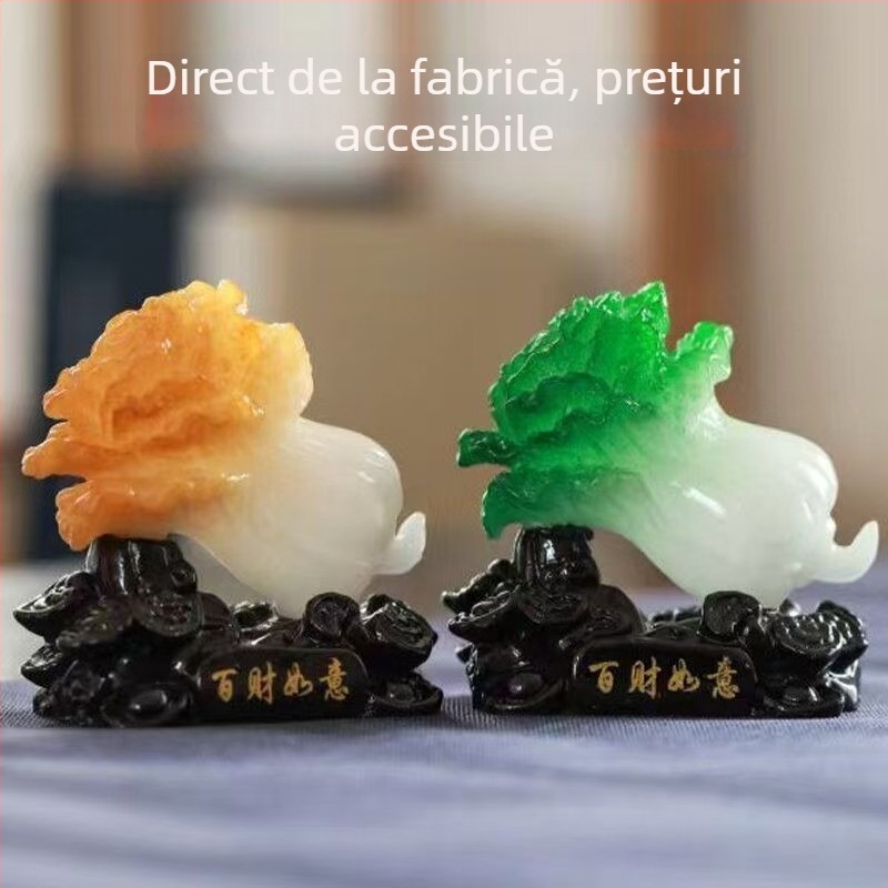 Figurina decorativă Jiushun, în stil chinezesc, din rășină, gravată și pictată manual