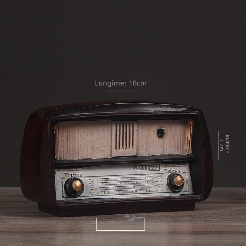 Ornament radio retro din rășină pentru decor de bar — artizanat din rășină; Material: rășină sintetică; Proces: turnare rășină; Stil: radio