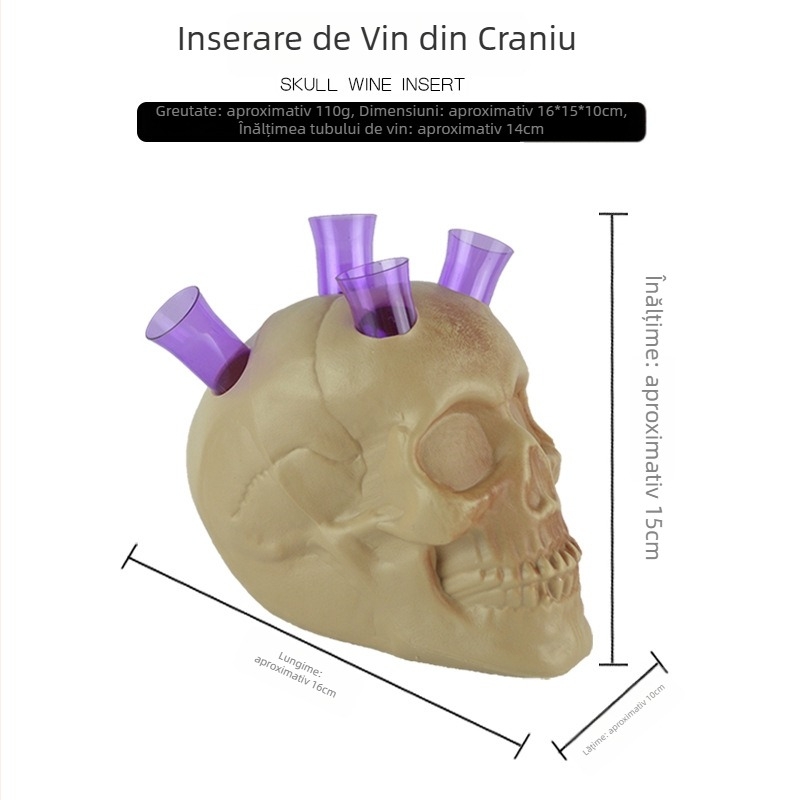 Decorațiune craniu Halloween pentru fundalul scenei, plastic, execuție semi-manual/semi-mecanică, recuzita pentru scenă