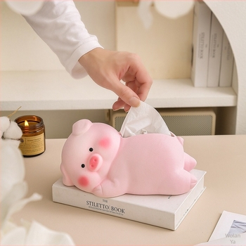 Cutie ceramică pentru șervete cu design porcin culcat pe o parte – impermeabilă, multifuncțională, potrivită pentru sufragerie, baie și birou