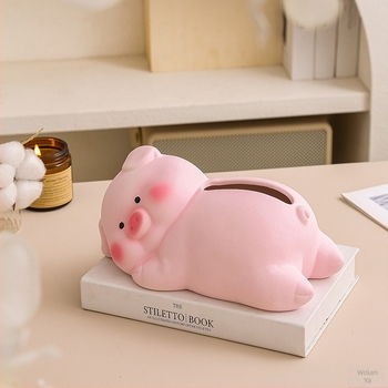 Cutie ceramică pentru șervete cu design porcin culcat pe o parte – impermeabilă, multifuncțională, potrivită pentru sufragerie, baie și birou