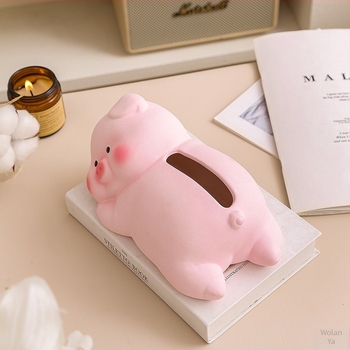 Cutie ceramică pentru șervete cu design porcin culcat pe o parte – impermeabilă, multifuncțională, potrivită pentru sufragerie, baie și birou