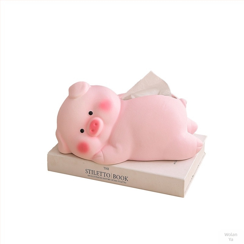 Cutie ceramică pentru șervete cu design porcin culcat pe o parte – impermeabilă, multifuncțională, potrivită pentru sufragerie, baie și birou