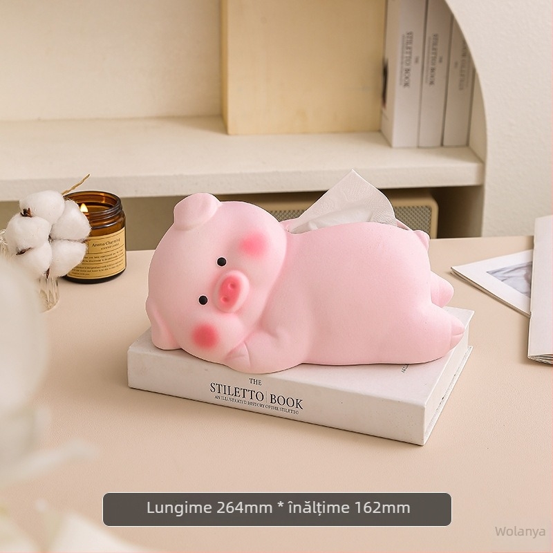 Cutie ceramică pentru șervete cu design porcin culcat pe o parte – impermeabilă, multifuncțională, potrivită pentru sufragerie, baie și birou