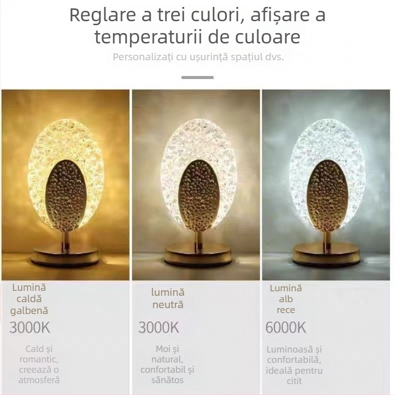 Lampă de masă cu iluminare de noapte LED și lumină ambientală, model AL7552, 36V maxim, stil modern minimalist