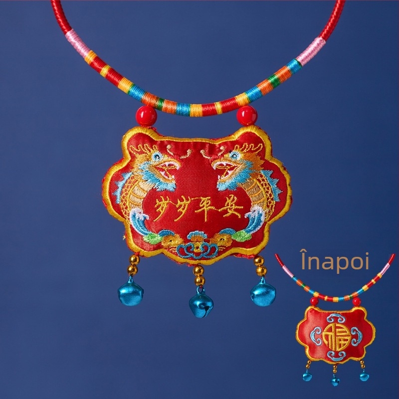 Colier pentru copii din material textil, cu cap de tigru, motiv animale/zodii CMS05