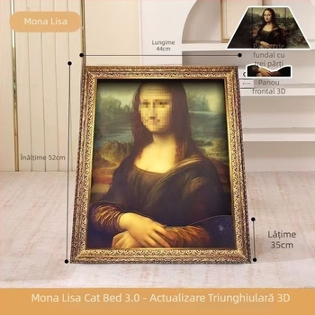 Plăcuță de zgâriere pentru pisici cu cuib și ramă foto, design inspirat de pictură în ulei, rezistentă la zgârieturi, fără scame, plăci îngroșate (Brand: Other; Material: Other; Cantitate în cutie: Other; Stil: Drăguț)