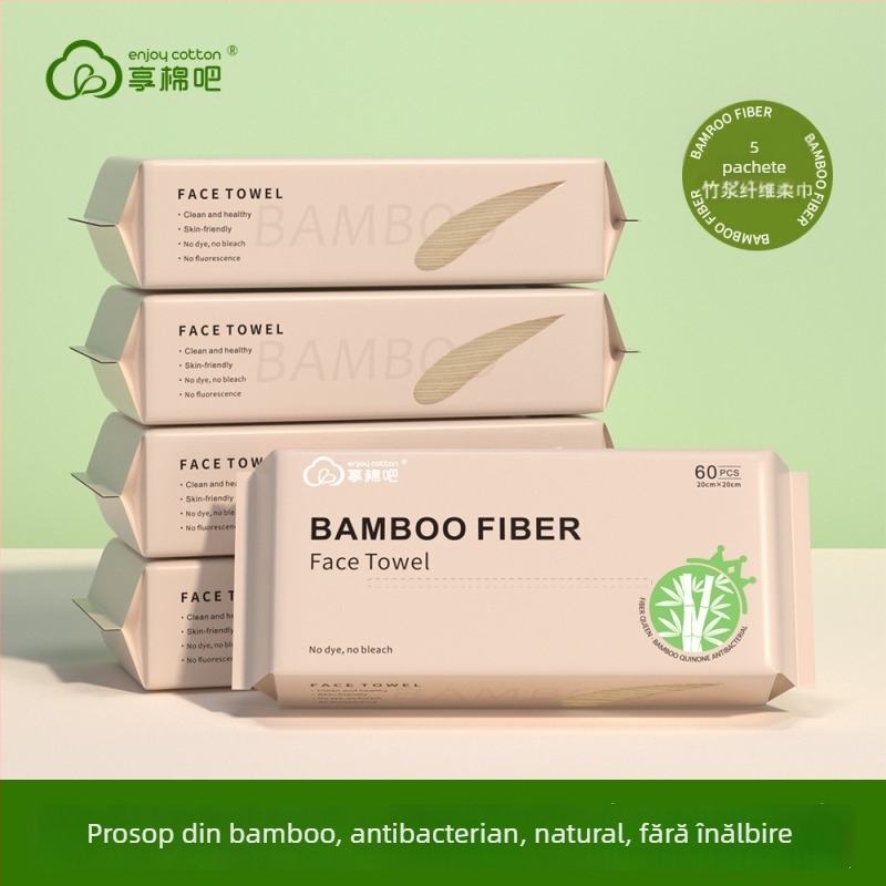 Șervețele faciale de unică folosință din fibre de bambus, Enjoycotton, țesătură plată