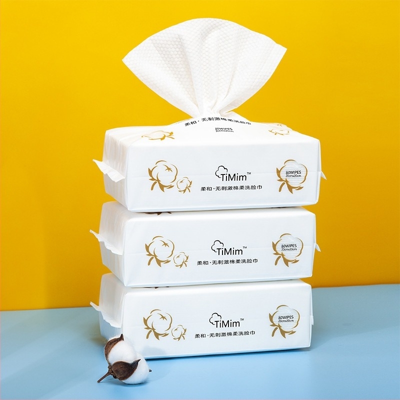 Timim Prosop de față din bumbac 100% – de unică folosință, umed și uscat, imprimare și turnare, 70 bucăți pe pachet, 50 pachete pe carton