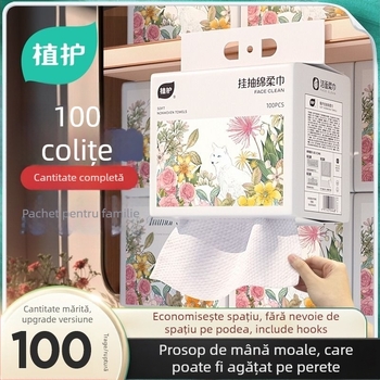 Prosoape de față de unică folosință Plant Protection, 100 foi, 6 pachete; 70% viscoză + 30% poliester; cod de fabricație 8474372; standard GB15979