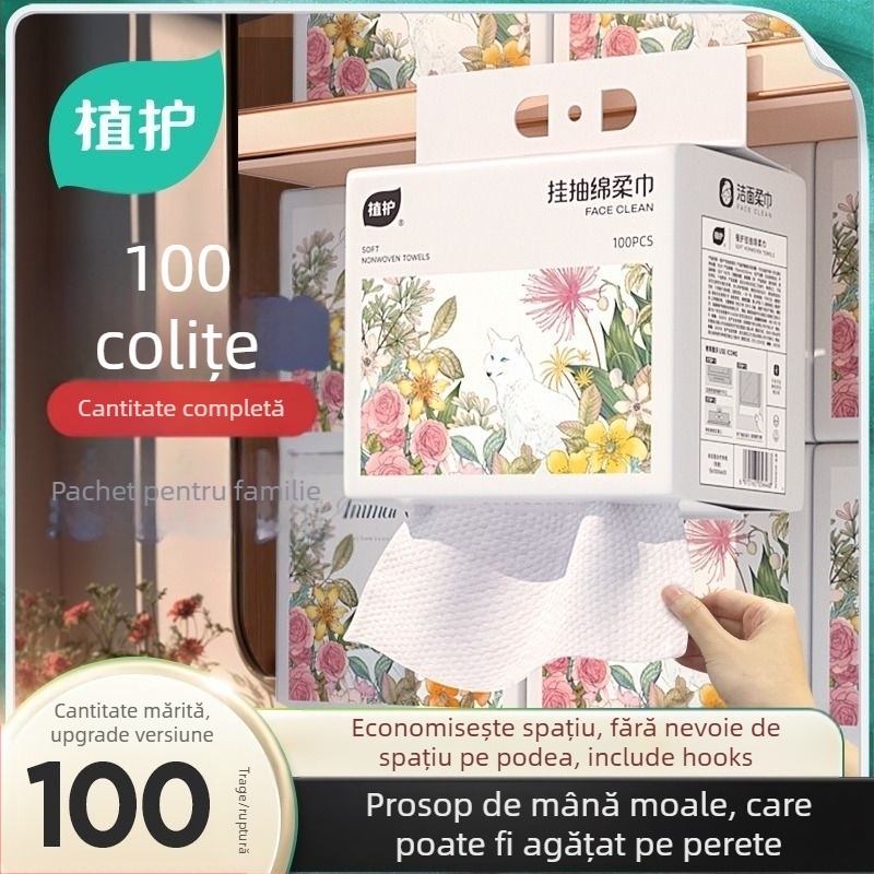 Prosoape de față de unică folosință Plant Protection, 100 foi, 6 pachete; 70% viscoză + 30% poliester; cod de fabricație 8474372; standard GB15979