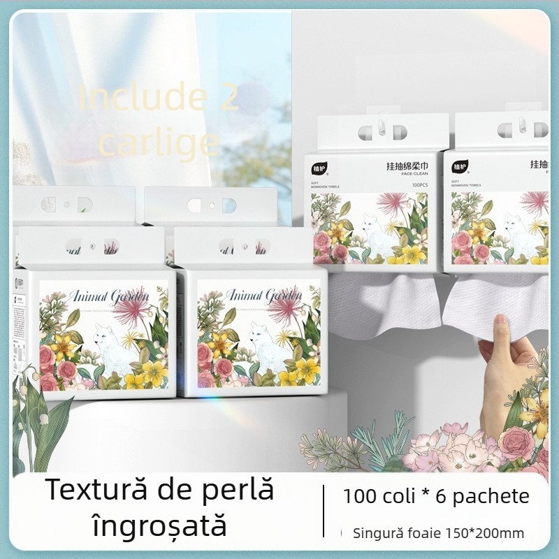 Prosoape de față de unică folosință Plant Protection, 100 foi, 6 pachete; 70% viscoză + 30% poliester; cod de fabricație 8474372; standard GB15979