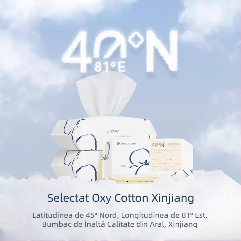 Prosop de față de unică folosință — Grace/Jie Liya, bumbac 100%, model perla, absorbție îngroșată