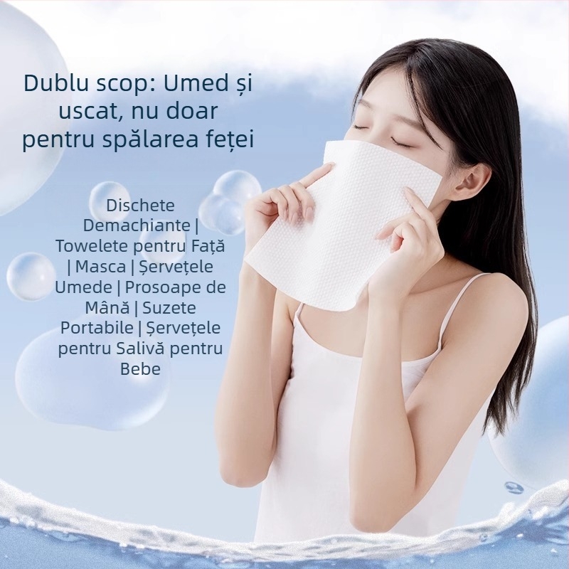 Prosop de față de unică folosință — Grace/Jie Liya, bumbac 100%, model perla, absorbție îngroșată