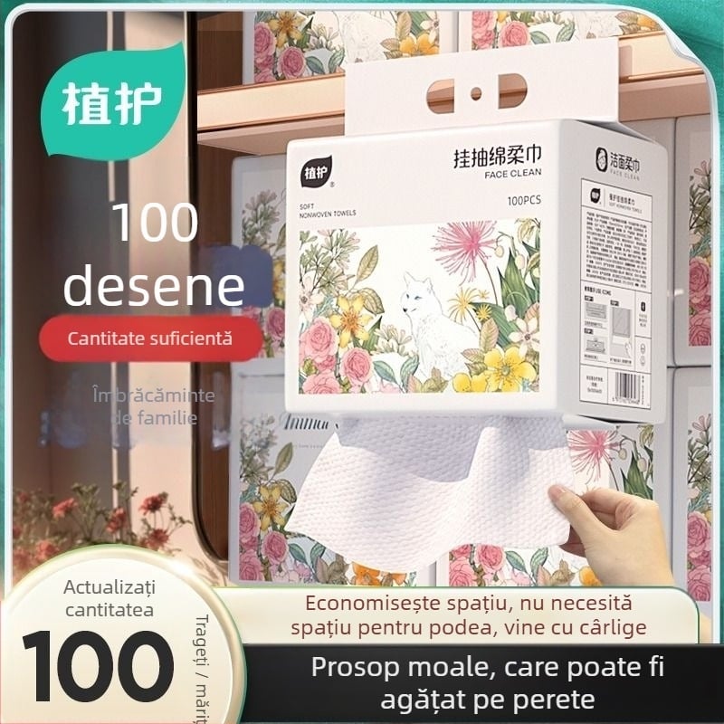 Prosoape de față de unică folosință, 100 foi, 6 pachete, marca Plant Protection, 70% viscoză + 30% poliester, standard GB15979