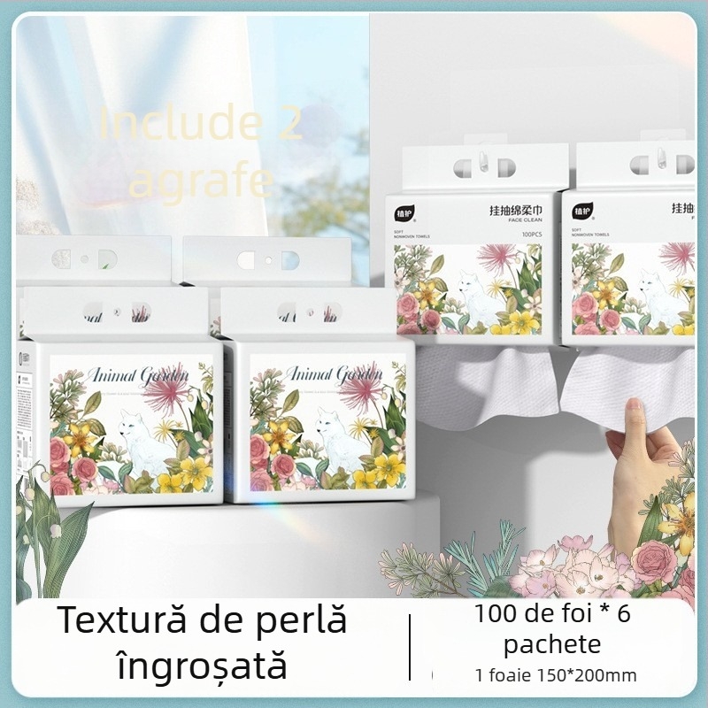 Prosoape de față de unică folosință, 100 foi, 6 pachete, marca Plant Protection, 70% viscoză + 30% poliester, standard GB15979