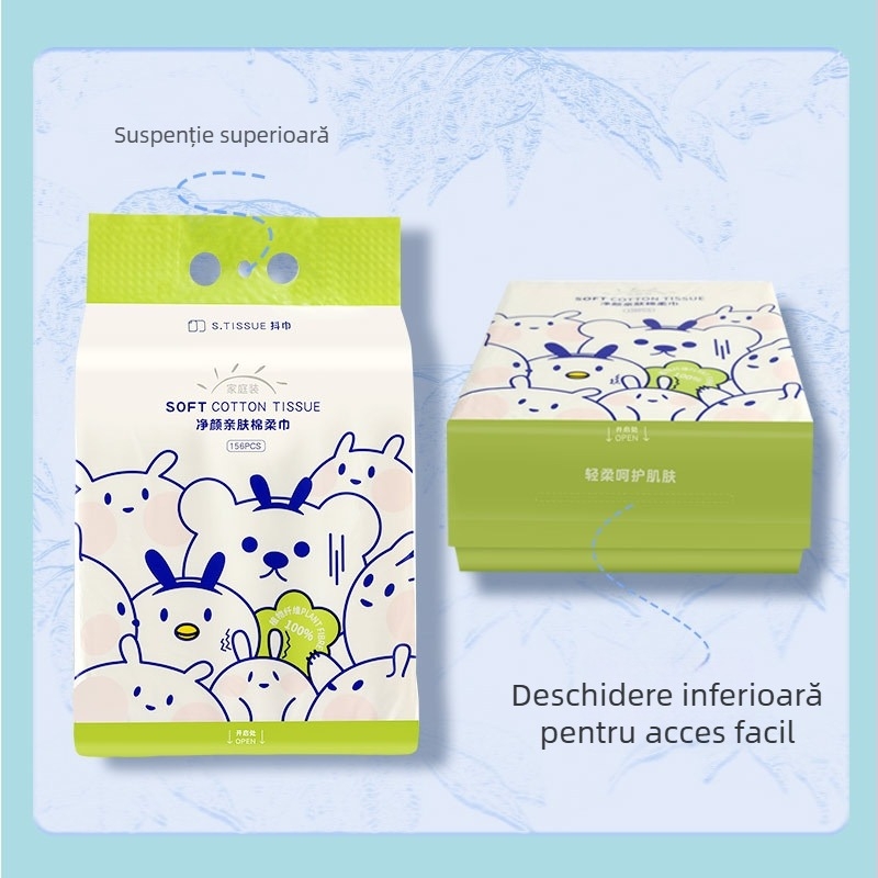 Shake towel prosop de față de unică folosință, montat pe perete pentru curățare, utilizare dublă umed/uscat, din fibră de lemn