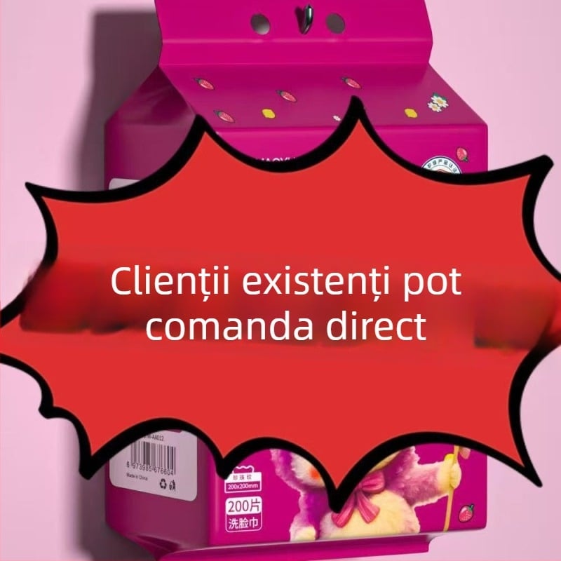 Șervețele de față de unică folosință, cu design de agățare, 200 bucăți, fibre vegetale, țesătură simplă