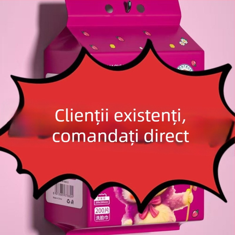 Șervețele de față de unică folosință, cu design de agățare, 200 bucăți, fibre vegetale, țesătură simplă