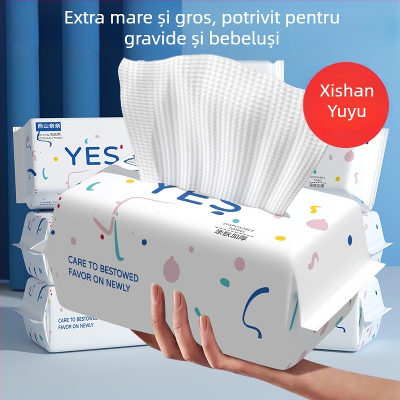 Prosop de față de unică folosință, îngroșat și foarte moale, pentru utilizare umedă sau uscată, din bumbac pentru bebeluți