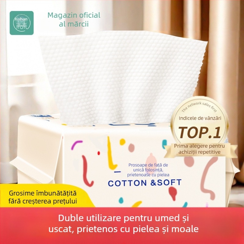 Prosop de față de unică folosință, îngroșat și foarte moale, pentru utilizare umedă sau uscată, din bumbac pentru bebeluți
