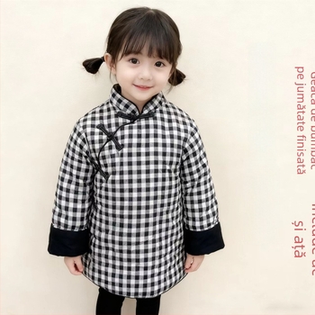 Jachetă pentru copii din bumbac 100%, lungime medie, căptușită, fără glugă, pentru copii 1–3 ani, umplutură 96% bumbac