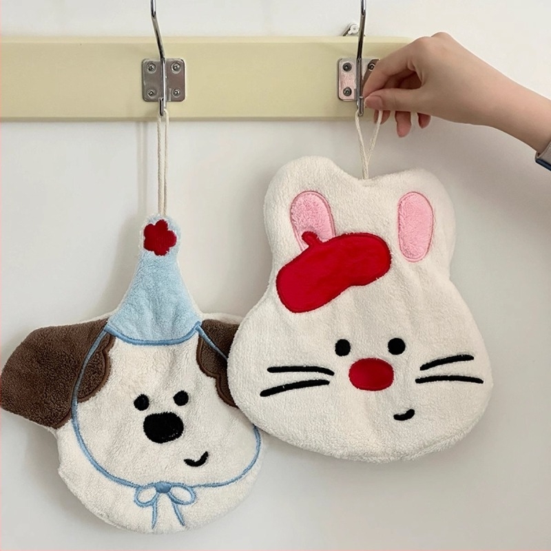 Prosop de mână cu design de agățare, fleece coral, broderie, 30–50 g, 150D, unisex