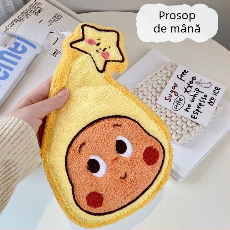 Prosop de mână Star Man - Coral fleece, brodat, de agățat, 150D, model Stea