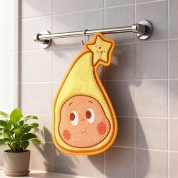 Prosop de mână din fleece coral, tip atârnat, absorbant, cu broderie și tiv