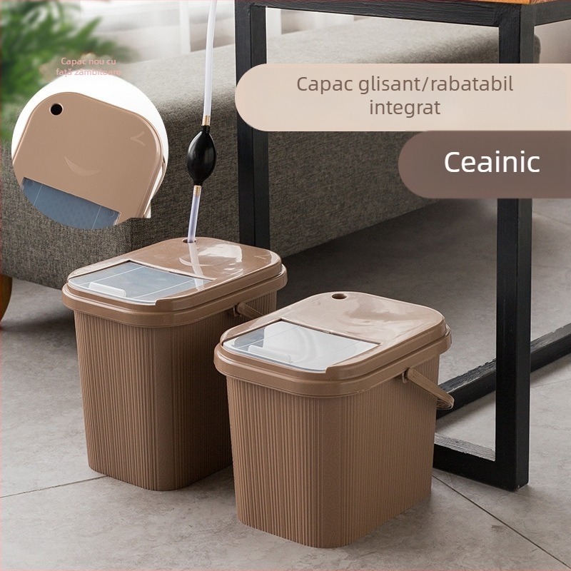 Galeată pătrată din plastic pentru resturi de ceai, cu sită – accesorii pentru ceai, uz casnic