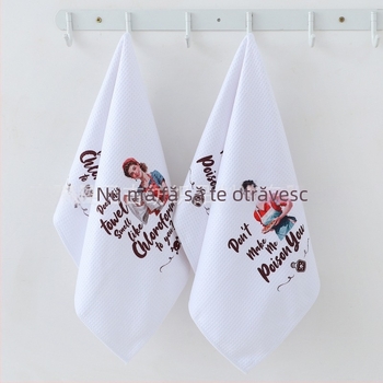 Prosop de bucătărie din microfibră, 400 GSM, imprimare personalizabilă, țesătură waffle cu model ananas