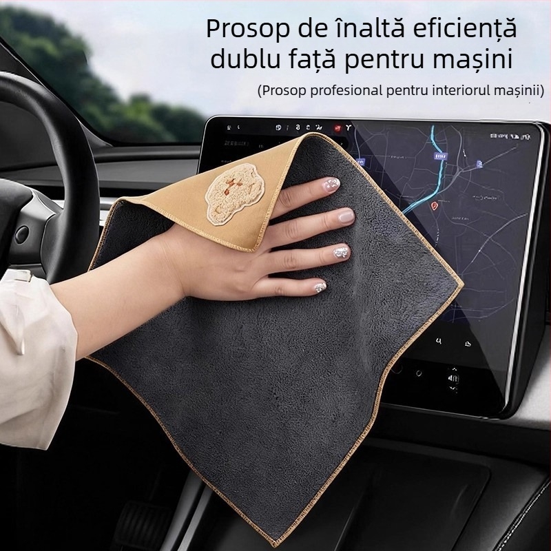 Cârpă de curățare auto din microfibră, textură velur, absorbție mare, fără scame, rezistentă la ulei și degresare