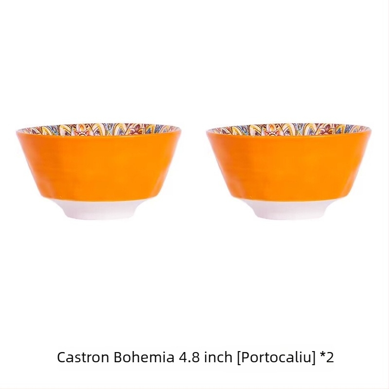 Bol de porțelan Boem cu model floral sub glazură, compatibil cu microunde, formă rotundă