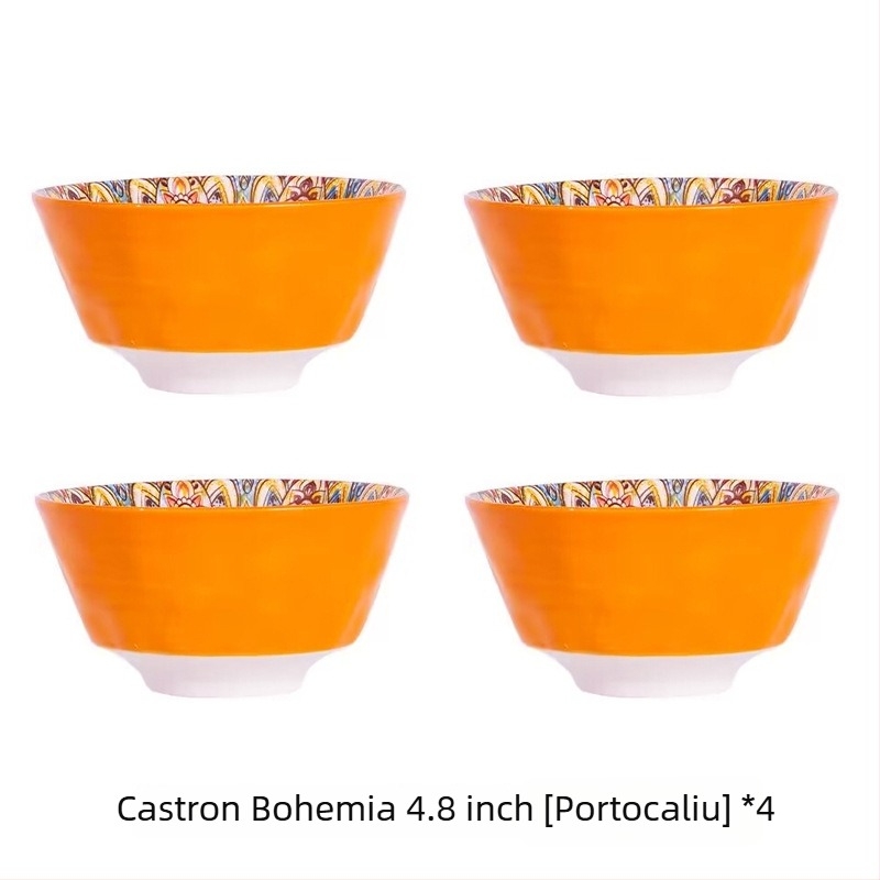 Bol de porțelan Boem cu model floral sub glazură, compatibil cu microunde, formă rotundă