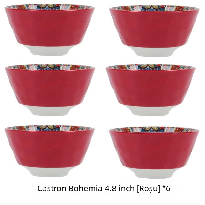 Bol de porțelan Boem cu model floral sub glazură, compatibil cu microunde, formă rotundă
