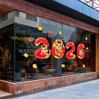 Decaluri pentru ferestre cu Anul Calului – electrostatice, PVC, stil modern minimalist, potrivite pentru living și spații comerciale