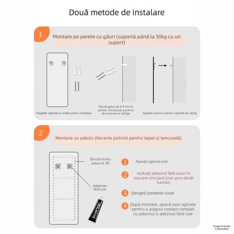 Senfu oglindă fără ramă pentru întreaga înălțime, stil modern, realizată conform desenelor