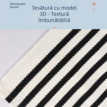 Covor de verandă cu dungi, lavabil la mașină, țesut poliester-cotton, anti-derapant și rezistent la murdărie, pentru interior și exterior