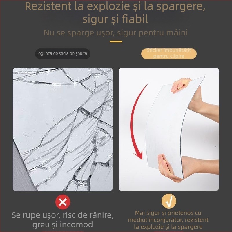 Oglindă de dressing pentru perete, autoadezivă, din acril, claritate HD, stil modern minimalist; Brand Unique; Material ramă: Alt; Model: Alt