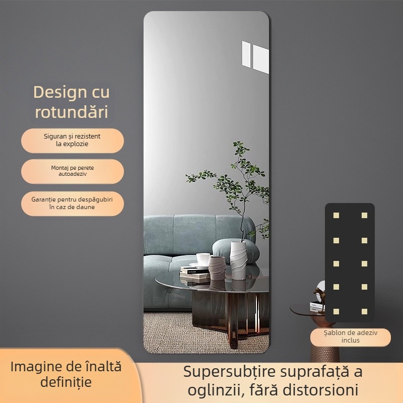 Oglindă de dressing pentru perete, autoadezivă, din acril, claritate HD, stil modern minimalist; Brand Unique; Material ramă: Alt; Model: Alt