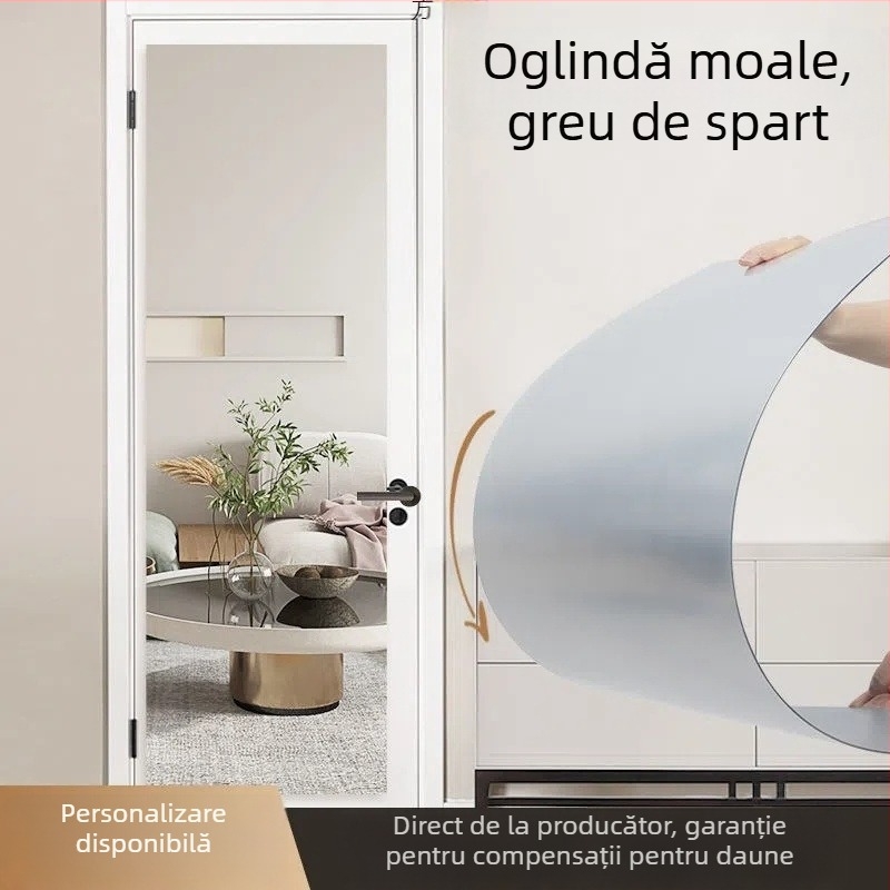 Oglindă de machiaj din acril, montaj pe perete cu bandă adezivă, oglindă HD pentru haine și garderobă — Powerful Merchant