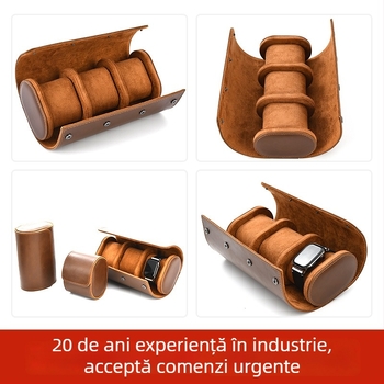 Set cutie pentru ceasuri din piele (3 buc.) – impermeabil, piele PU, închidere cu buton, cusătură