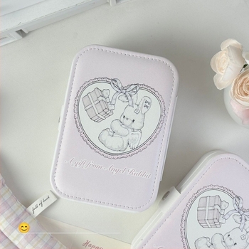 Cutie pentru bijuterii - piele, design drăguț cu iepuraș, model anime, textură moale