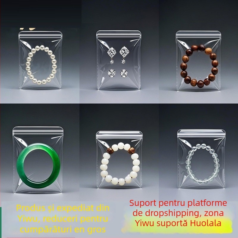 Pungi ZIPLOCK transparente din PVC pentru bijuterii – ambalaj intern, plastic, ambalare bijuterii, set de 100 bucăți