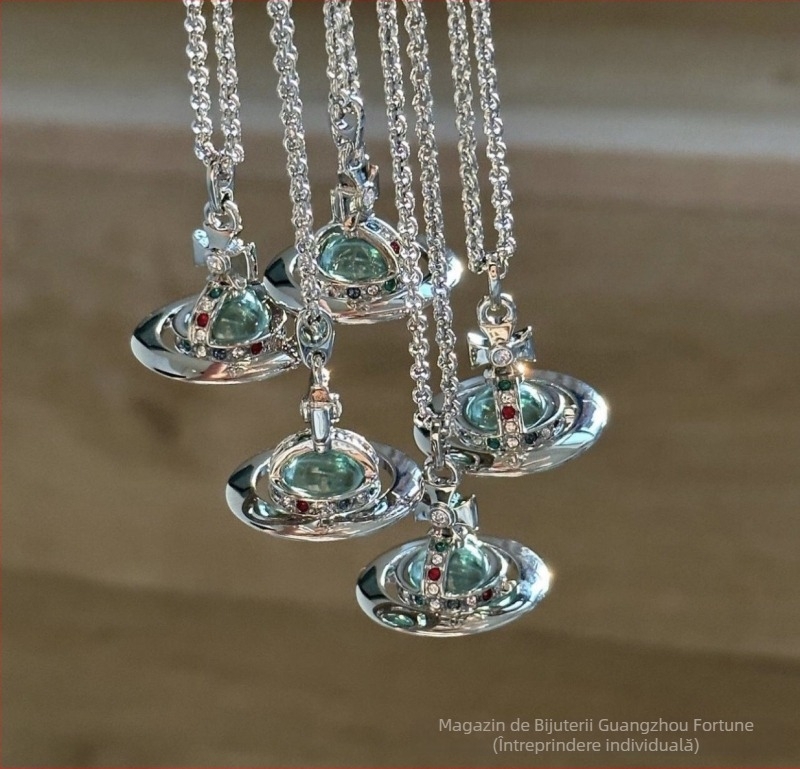 Colier din argint 925 cu pandantiv Saturn 3D, lanț șarpe, unisex, design cu mai multe straturi